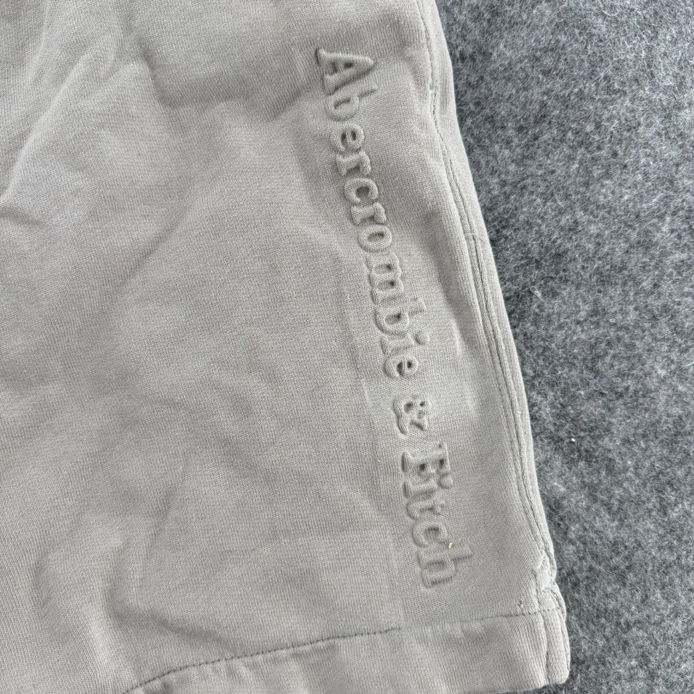 Abercrombie & Fitch Sweat Shorts Mens S Tan Embossed Logo Fleece Drawstring - Picture 7 of 16